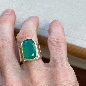 Green onyx sterling ring